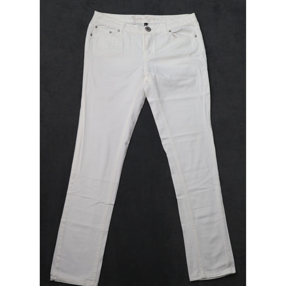 Yom Yom Womens Off White Straight Leg Denim Jeans Size 31x30